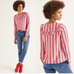 Boden Red and White Striped Blouse